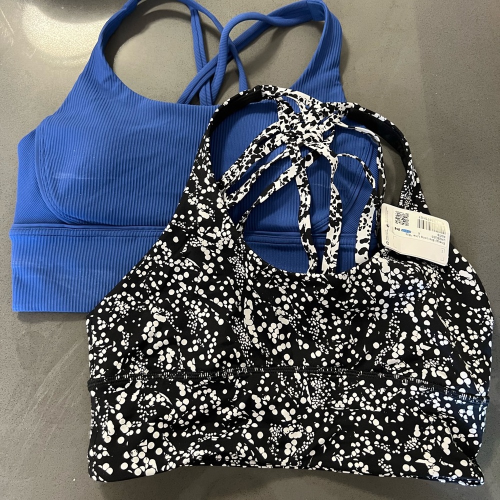 Lululemon Energy Bra Long Line Sports Bra 2 pack Bundle Size 6 NWT NWOT Blue